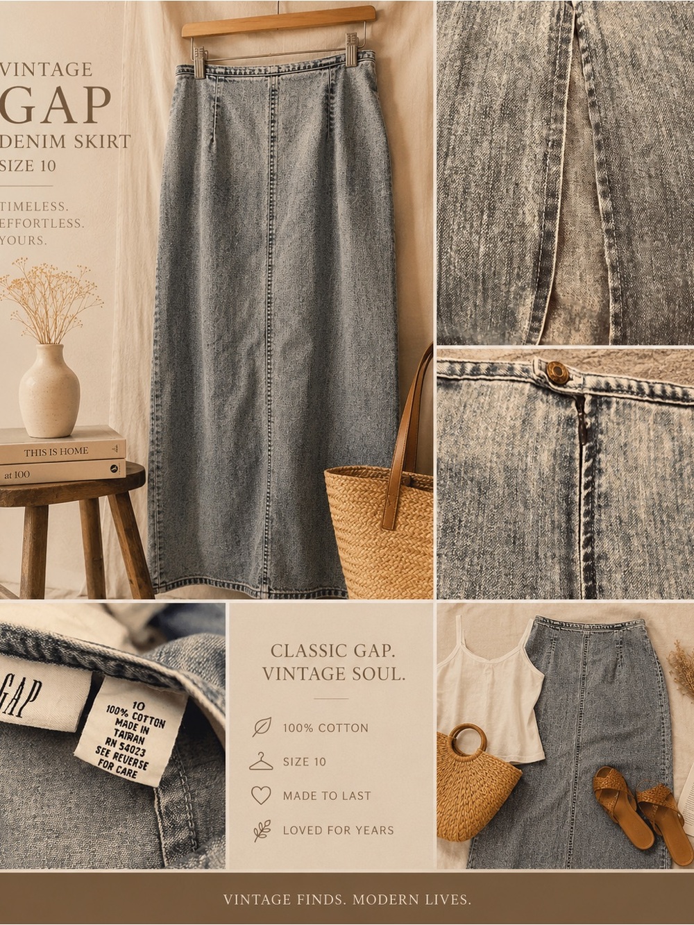 Vintage GAP Denim Maxi Skirt Size 10